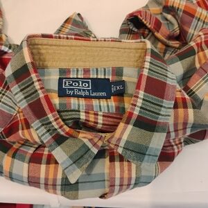 Polo Ralph Lauren Plaid Shirt Elbow Patches Vintage XL